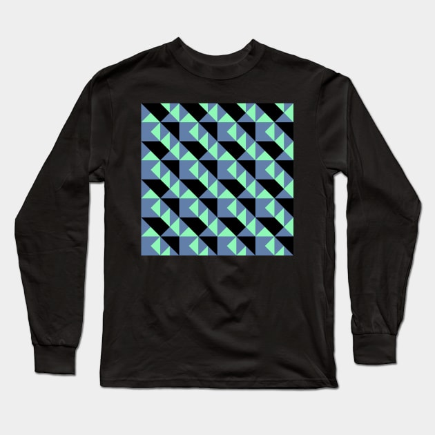 ’Zangles’ - in Spearmint Green and Air Force Blue on a Black base Long Sleeve T-Shirt by sleepingdogprod